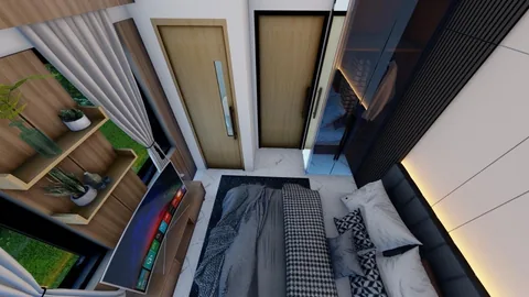 Kamar tidur rumah Bumi Citra Regency Serpong dari atas dengan akses pintu kamar