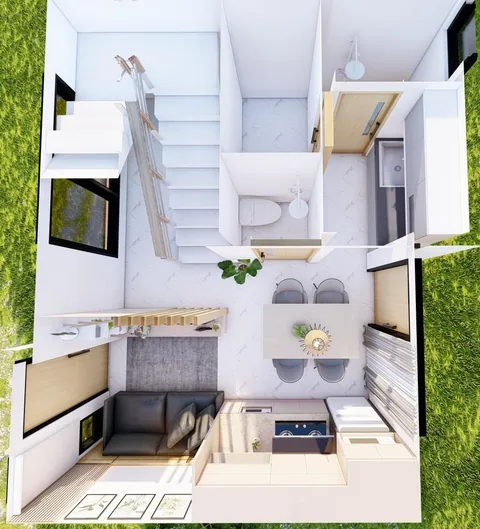 Potongan 3D rumah Bumi Citra Regency Serpong memperlihatkan tangga dan kamar mandi